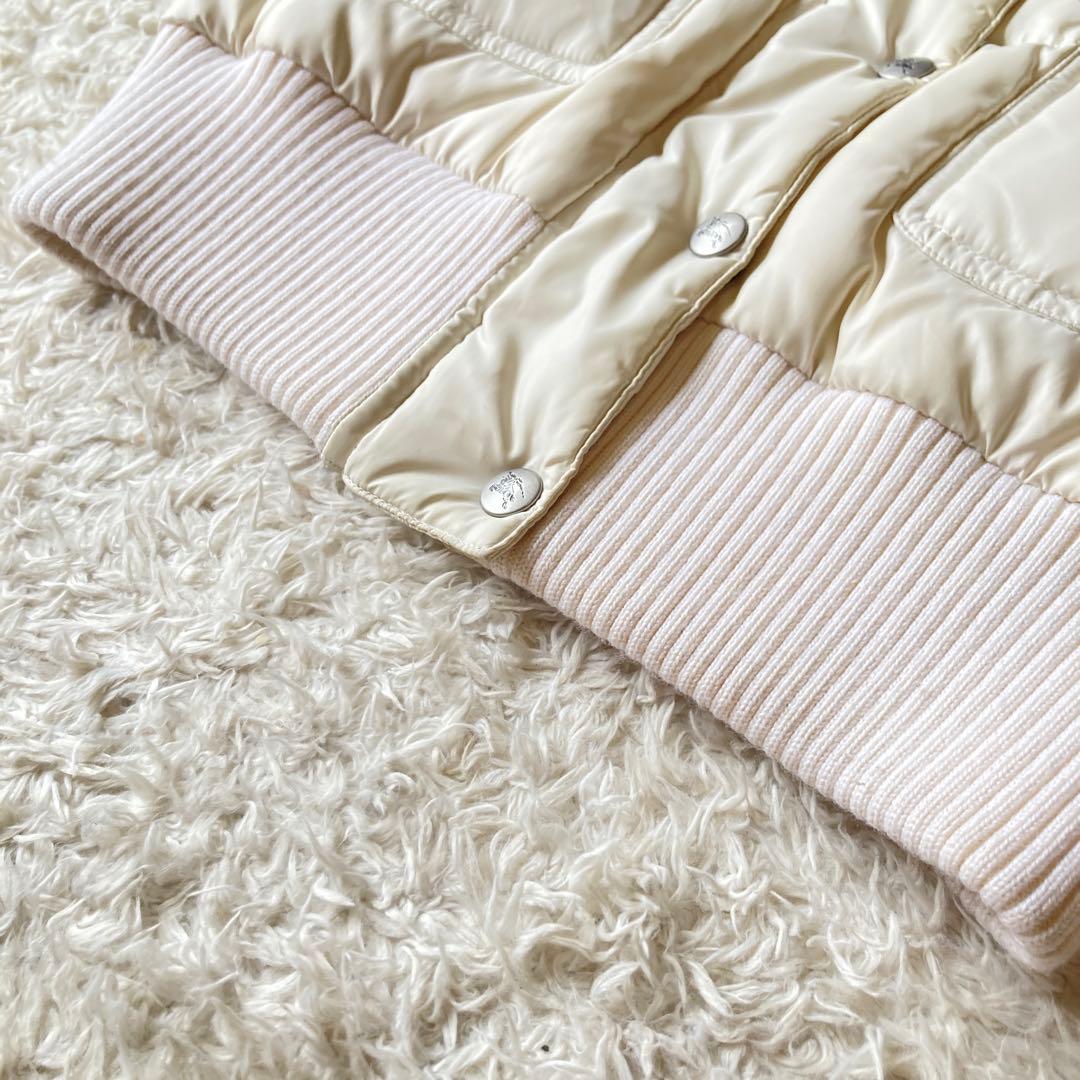 バーバリーブルーレーベル　ダウンベスト　ノバチェック ラクーンファー　M白