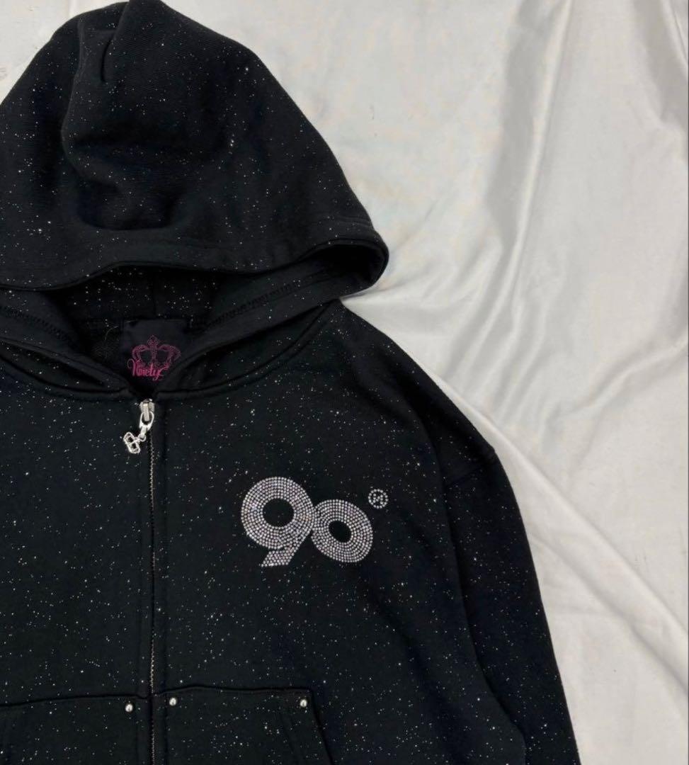 トップス 9090girl Logo Glitter Zip Hoodie