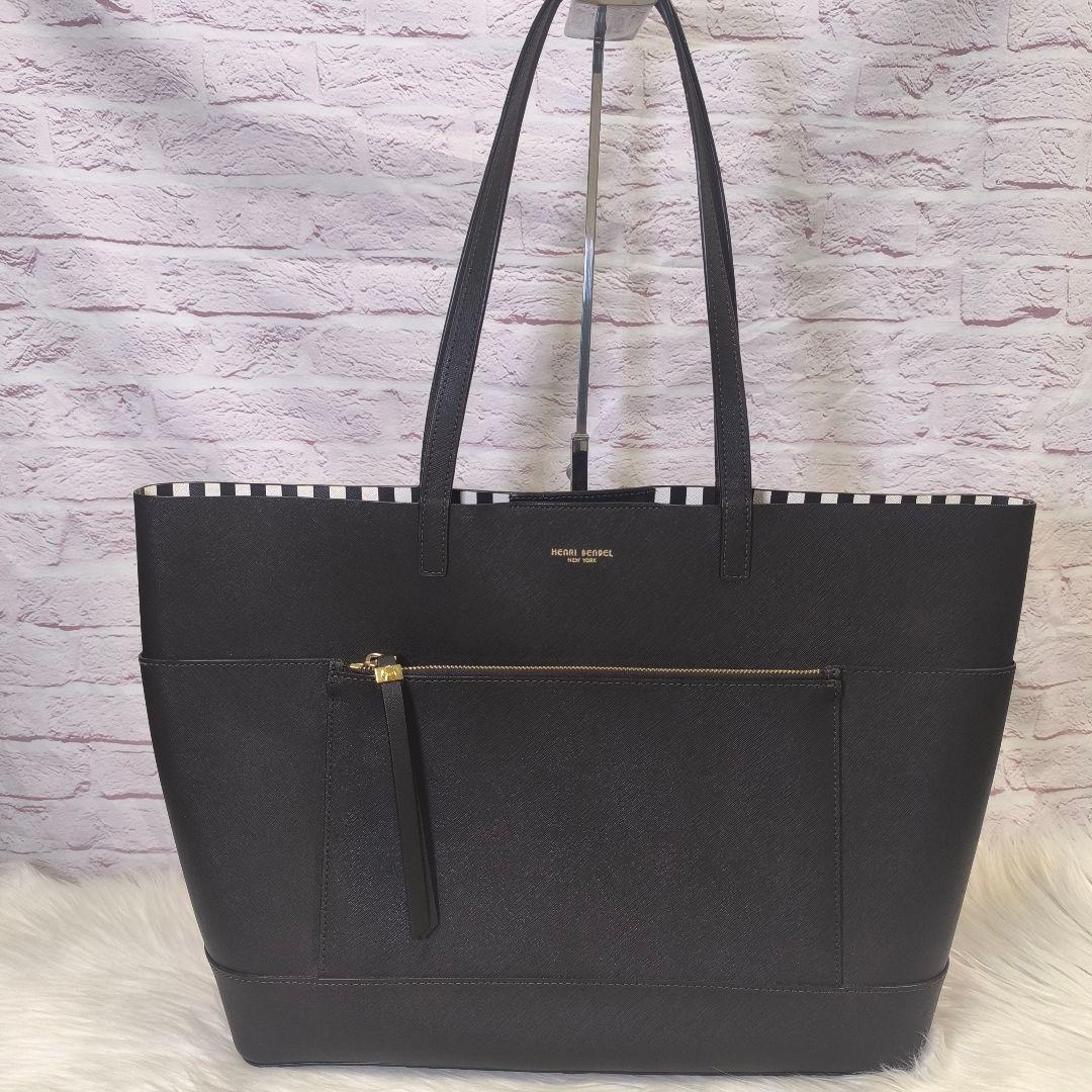 【kristen様】ヘンリベンデル　サフィアーノレザー　トートバッグ　ストライプ