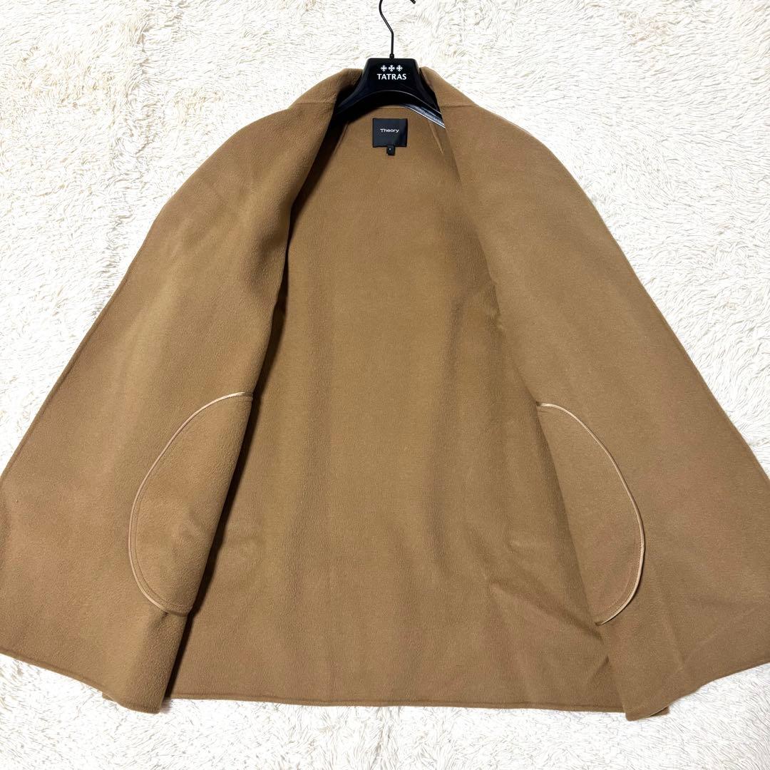 セオリー ダブルフェイス ジャケット オープンコート カシミヤ混 リバーコート