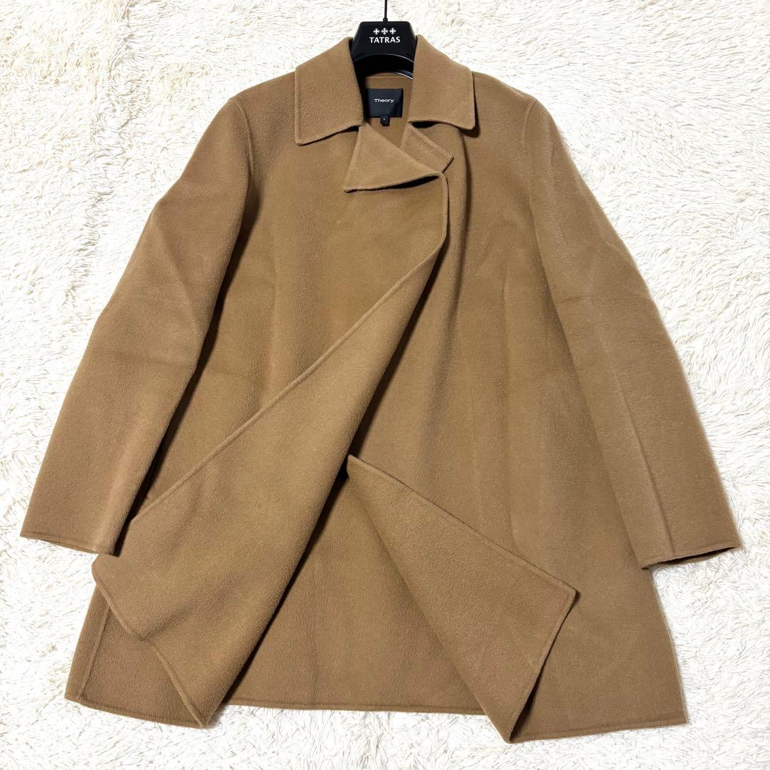 セオリー ダブルフェイス ジャケット オープンコート カシミヤ混 リバーコート