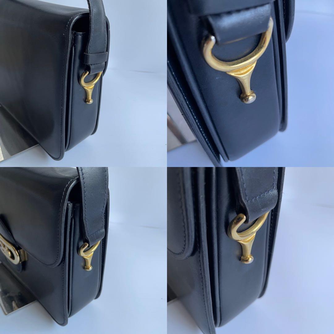 ✨極美品✨　CELINE ショルダーバッグ　馬車金具　紺　レザー　ビンテージ
