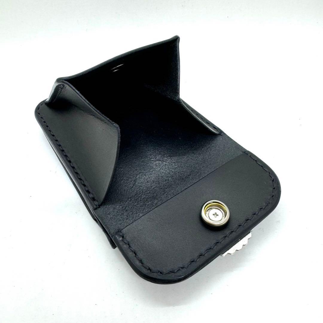 専用ショート財布 マネークリップ　フラワーコンチョボタン 黒　ブラック