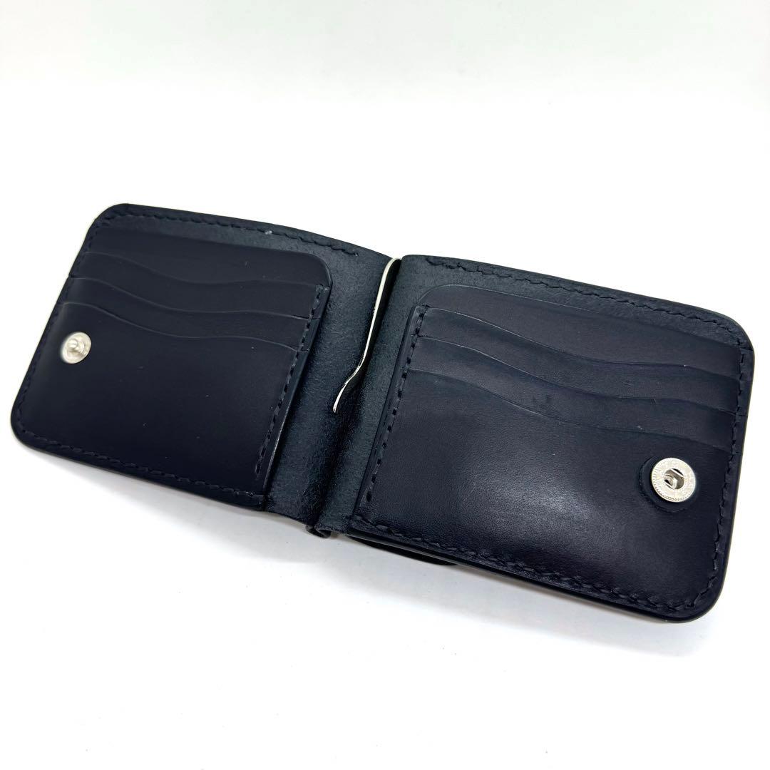 専用ショート財布 マネークリップ　フラワーコンチョボタン 黒　ブラック