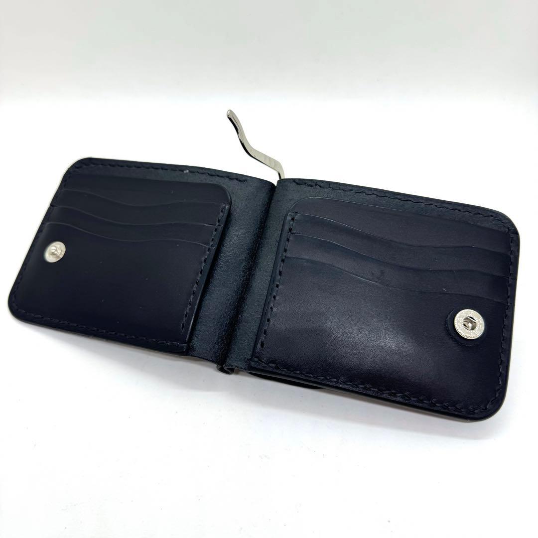 専用ショート財布 マネークリップ　フラワーコンチョボタン 黒　ブラック