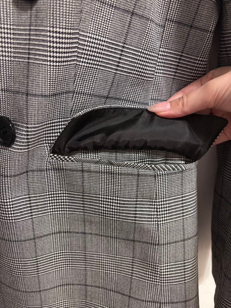 【美品】【お値下げ中】Ray BEAMS グレー系チェック テーラードジャケット