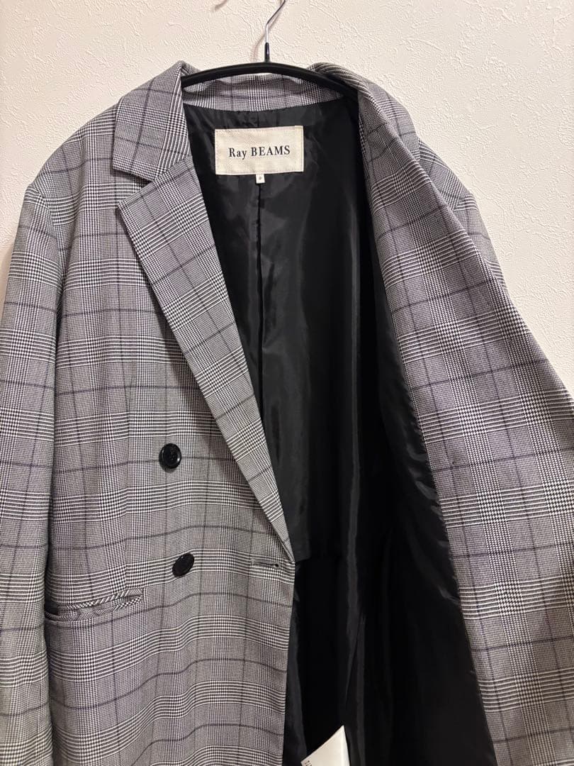 【美品】【お値下げ中】Ray BEAMS グレー系チェック テーラードジャケット