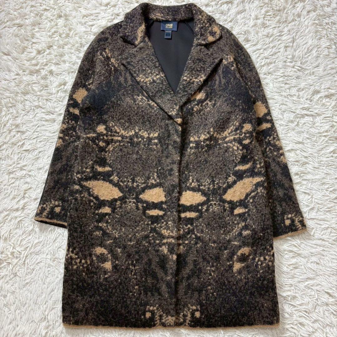 美品 CLASS roberto cavalli ロングコート　アニマル　モヘア