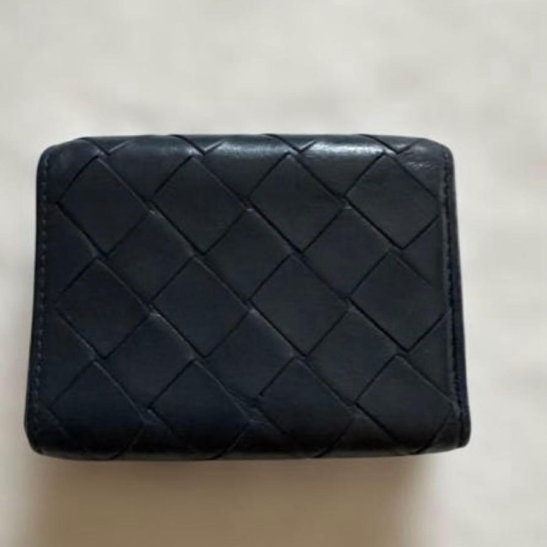 ボッテガヴェネタ　イントレチャート 三つ折りウォレット　ネイビー　ブラウン