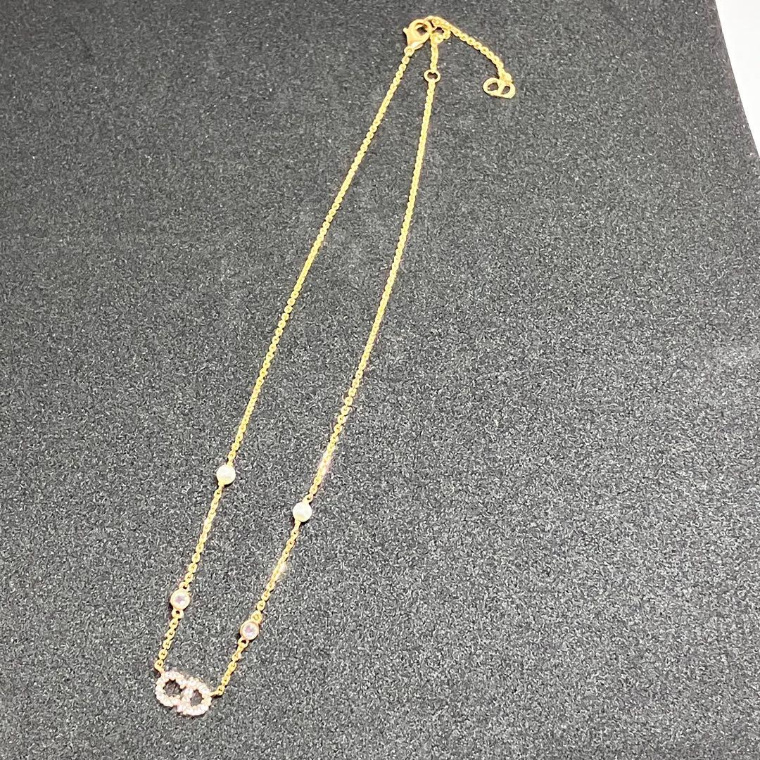 クリスチャンディオール　ネックレス　パール　ラインストーン　CD ロゴ