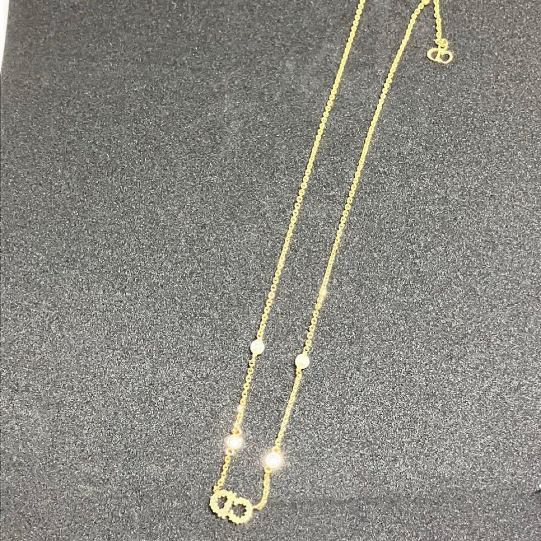 クリスチャンディオール　ネックレス　パール　ラインストーン　CD ロゴ