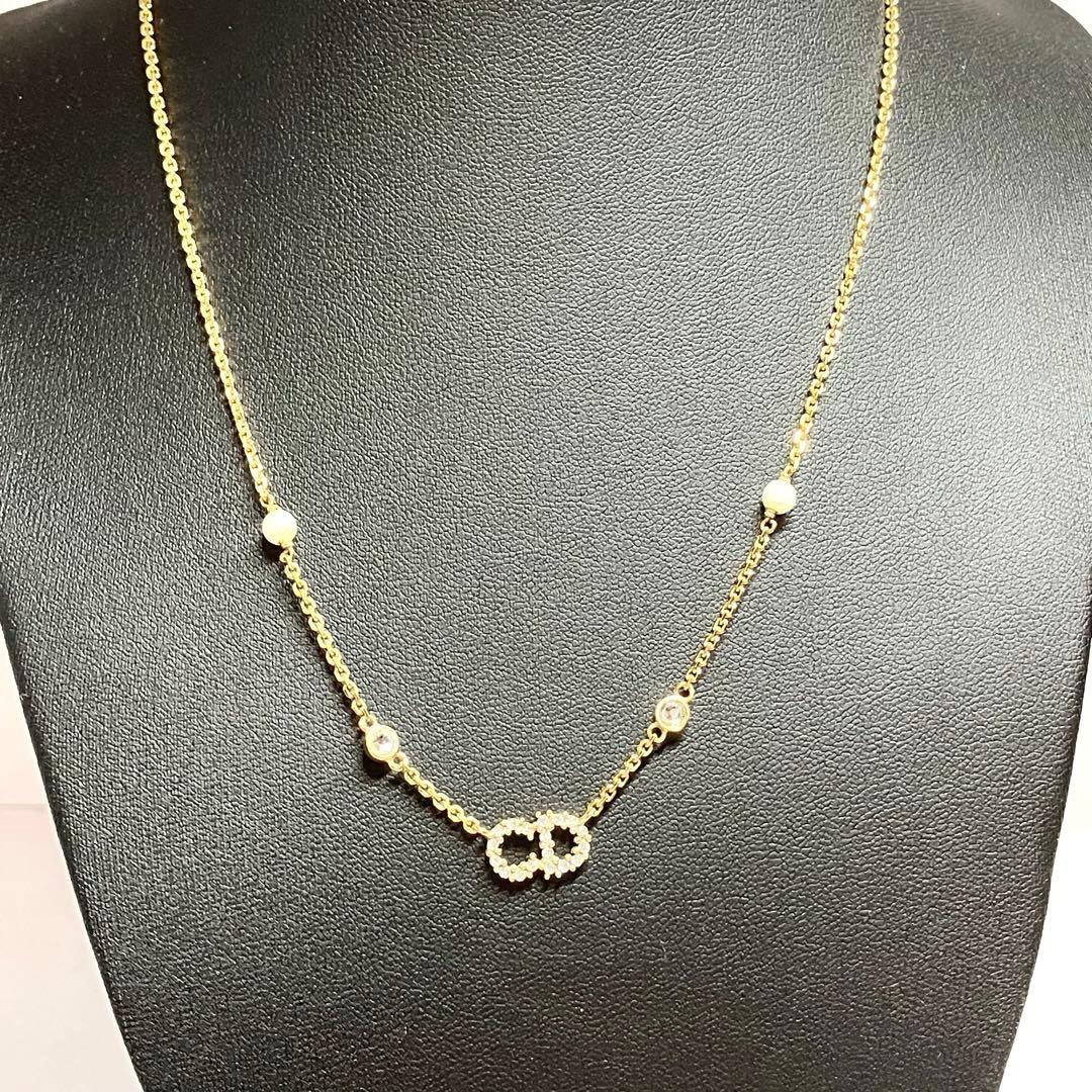 クリスチャンディオール　ネックレス　パール　ラインストーン　CD ロゴ