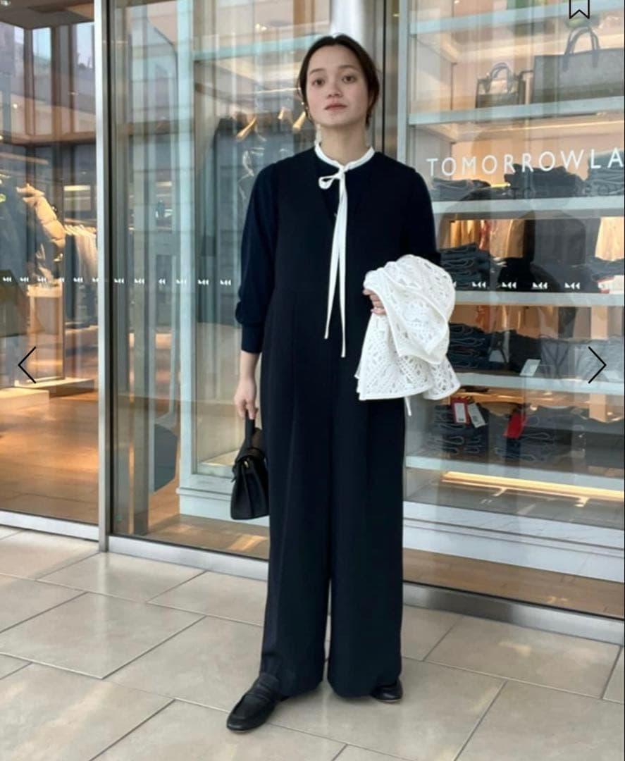 ballsey ジョーゼットジャージーVネックオールインワン34