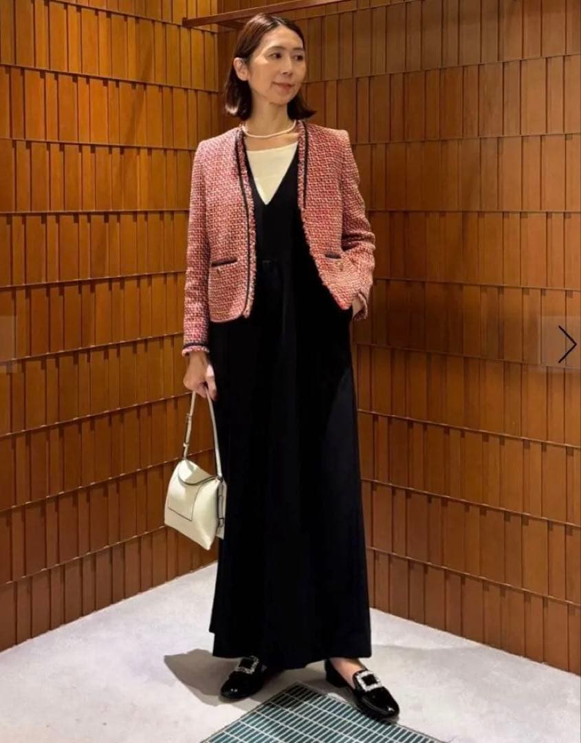 ballsey ジョーゼットジャージーVネックオールインワン34