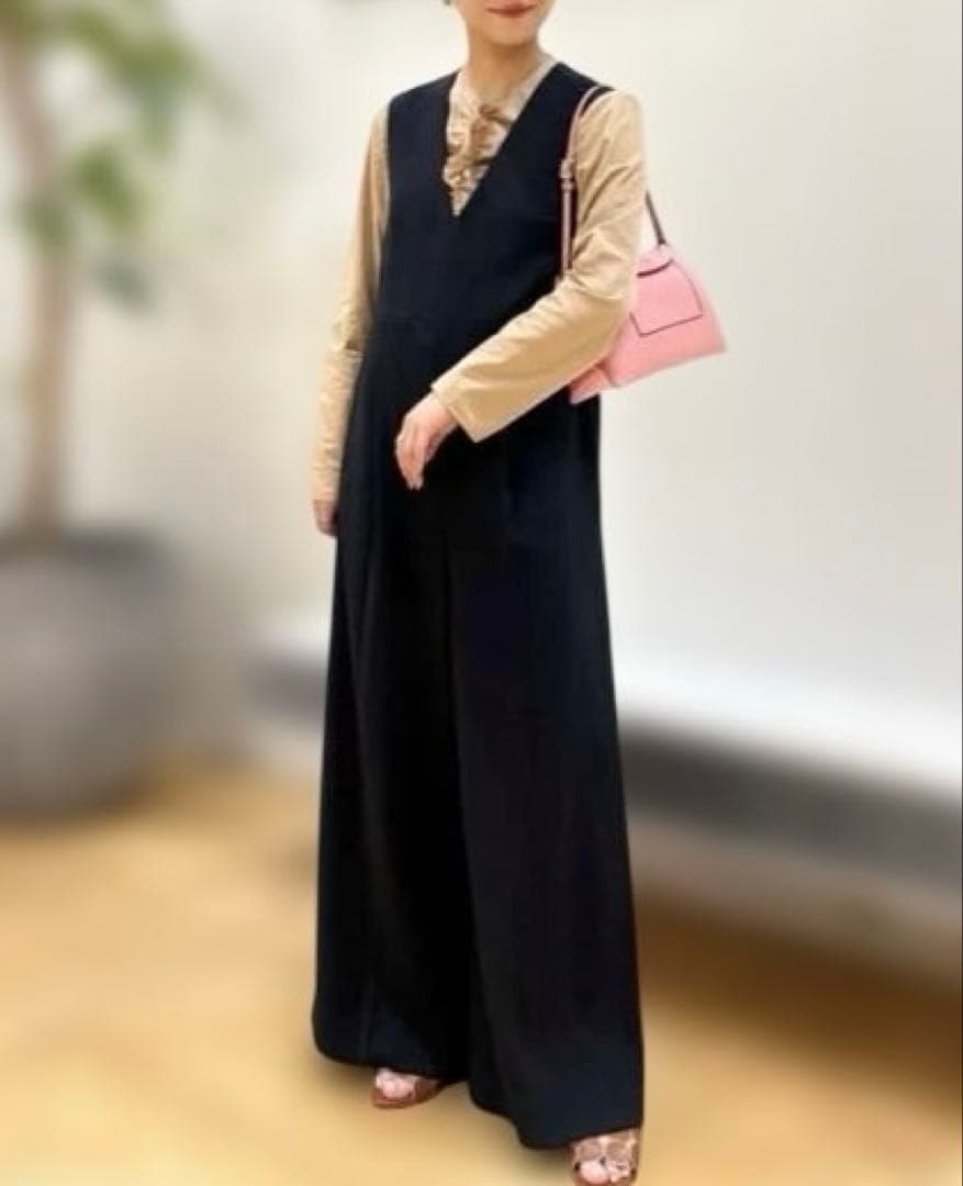 ballsey ジョーゼットジャージーVネックオールインワン34