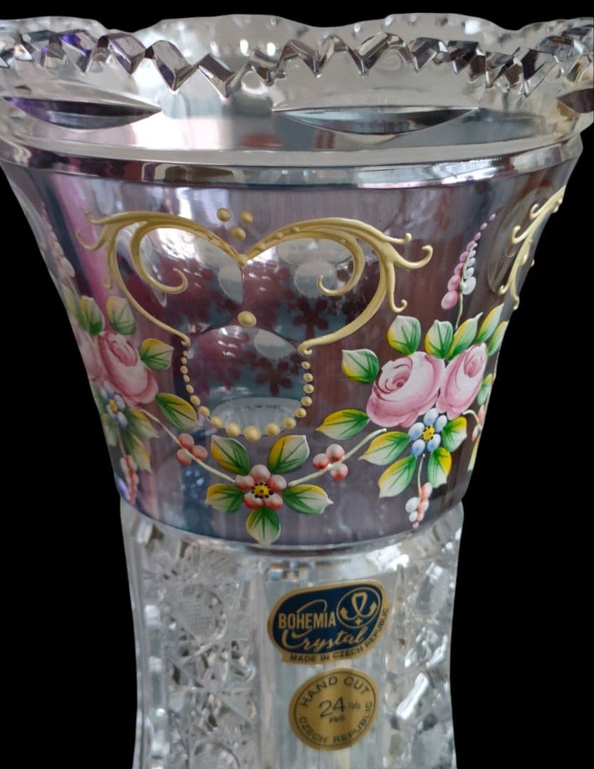 【Bohemia Crystal】ラスカ ボヘミアクリスタル 花瓶 未使用品