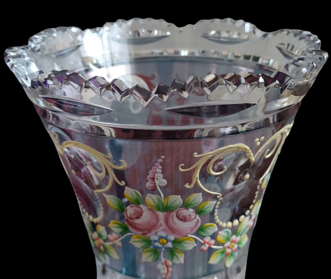 【Bohemia Crystal】ラスカ ボヘミアクリスタル 花瓶 未使用品