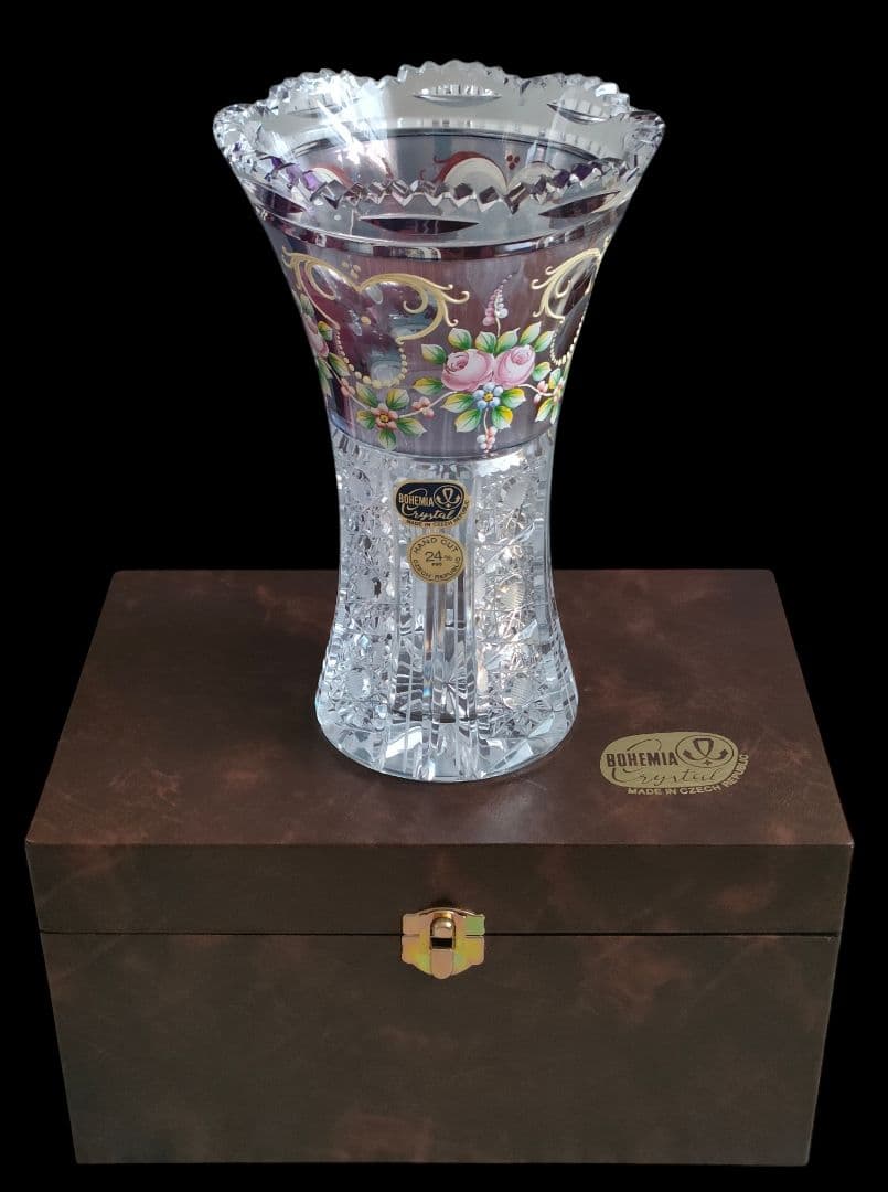 【Bohemia Crystal】ラスカ ボヘミアクリスタル 花瓶 未使用品