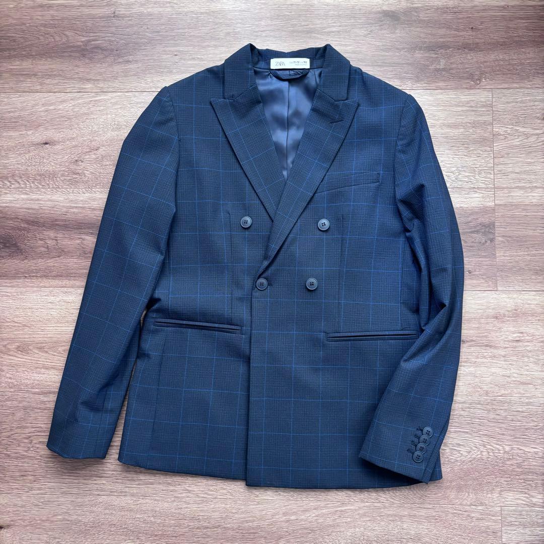 ZARA KIDS チェックスーツブレザー&パンツ、シャツ、ネクタイ4点セット