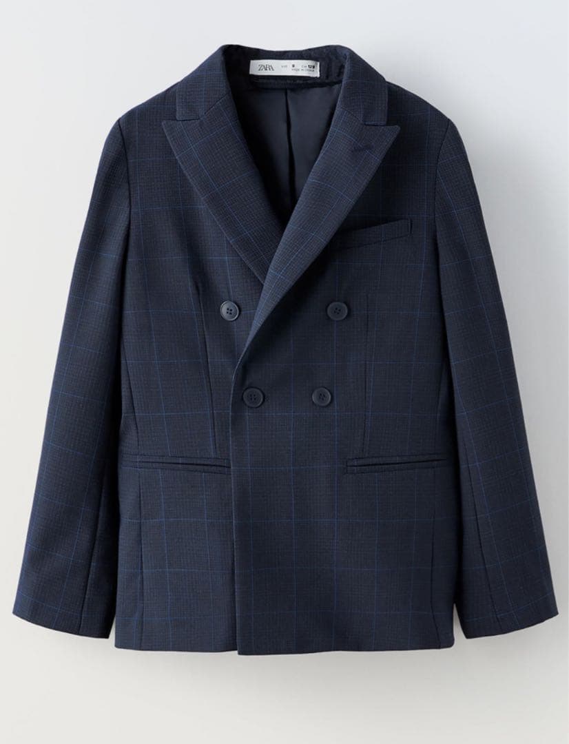 ZARA KIDS チェックスーツブレザー&パンツ、シャツ、ネクタイ4点セット