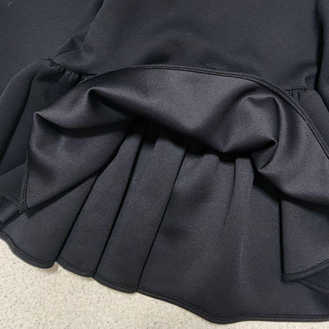 【美品】ツルバイマリコオイカワ 洗える ペプラムトップス キリル フリル 黒