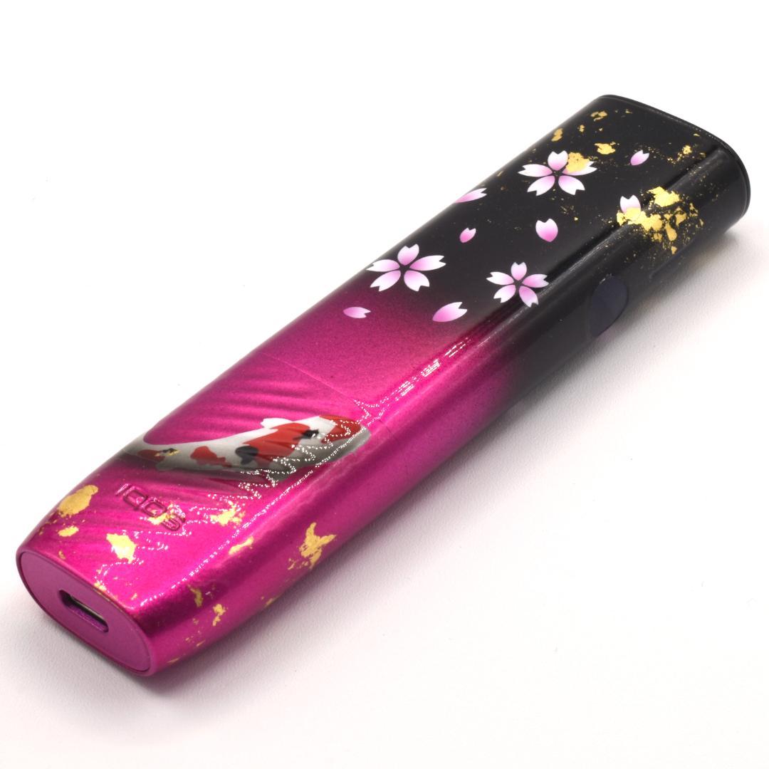 新型　IQOS ILUMAiONE　カスタムペイント　桜鯉柄　金箔入り　ピンク