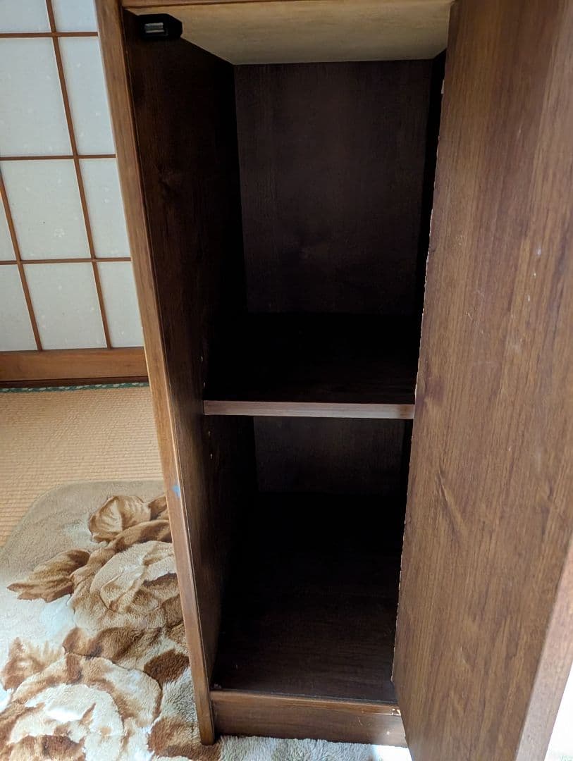 木製食器棚 ガラス扉付き 引き出し付き