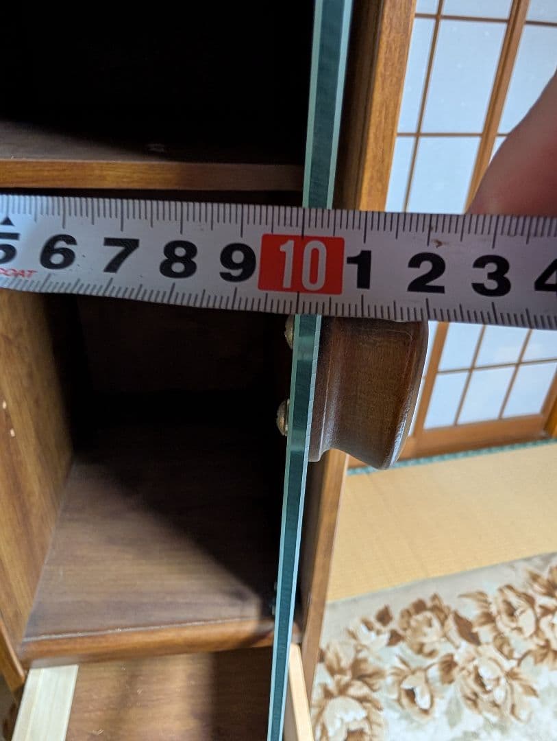 木製食器棚 ガラス扉付き 引き出し付き