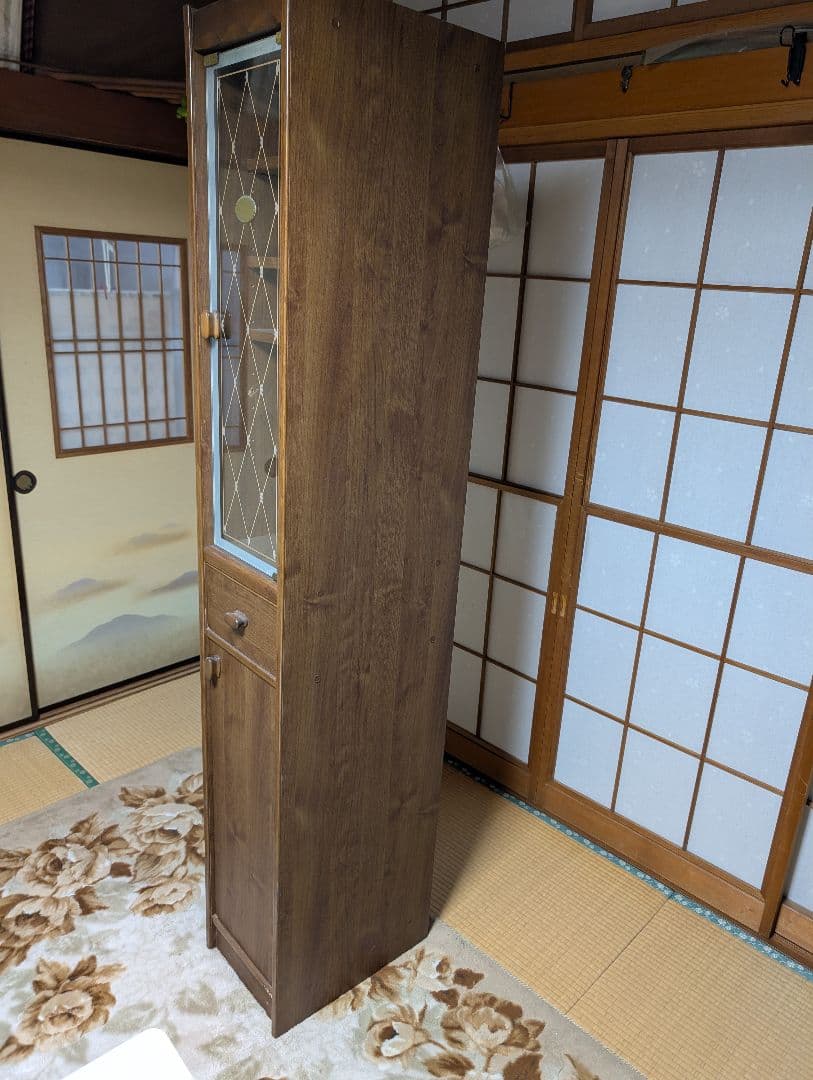 木製食器棚 ガラス扉付き 引き出し付き