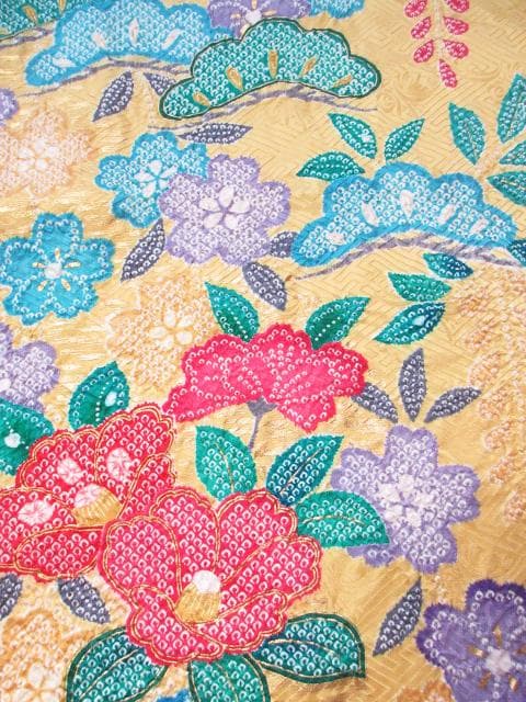 美品！絞り＊花車＊金彩＊ラグジュアリー＊振袖＊トールサイズ＊１６８ｃｍ＊裄６８