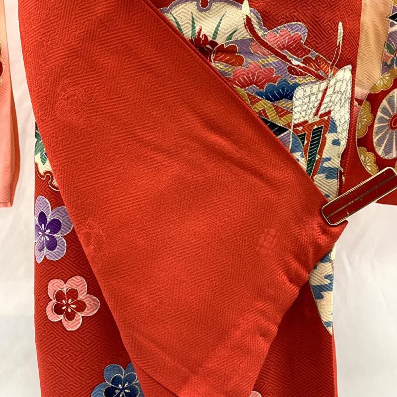 601ag32 着物のみ□七五三 三歳 女児 着物&チュール帯 雪輪文□美品