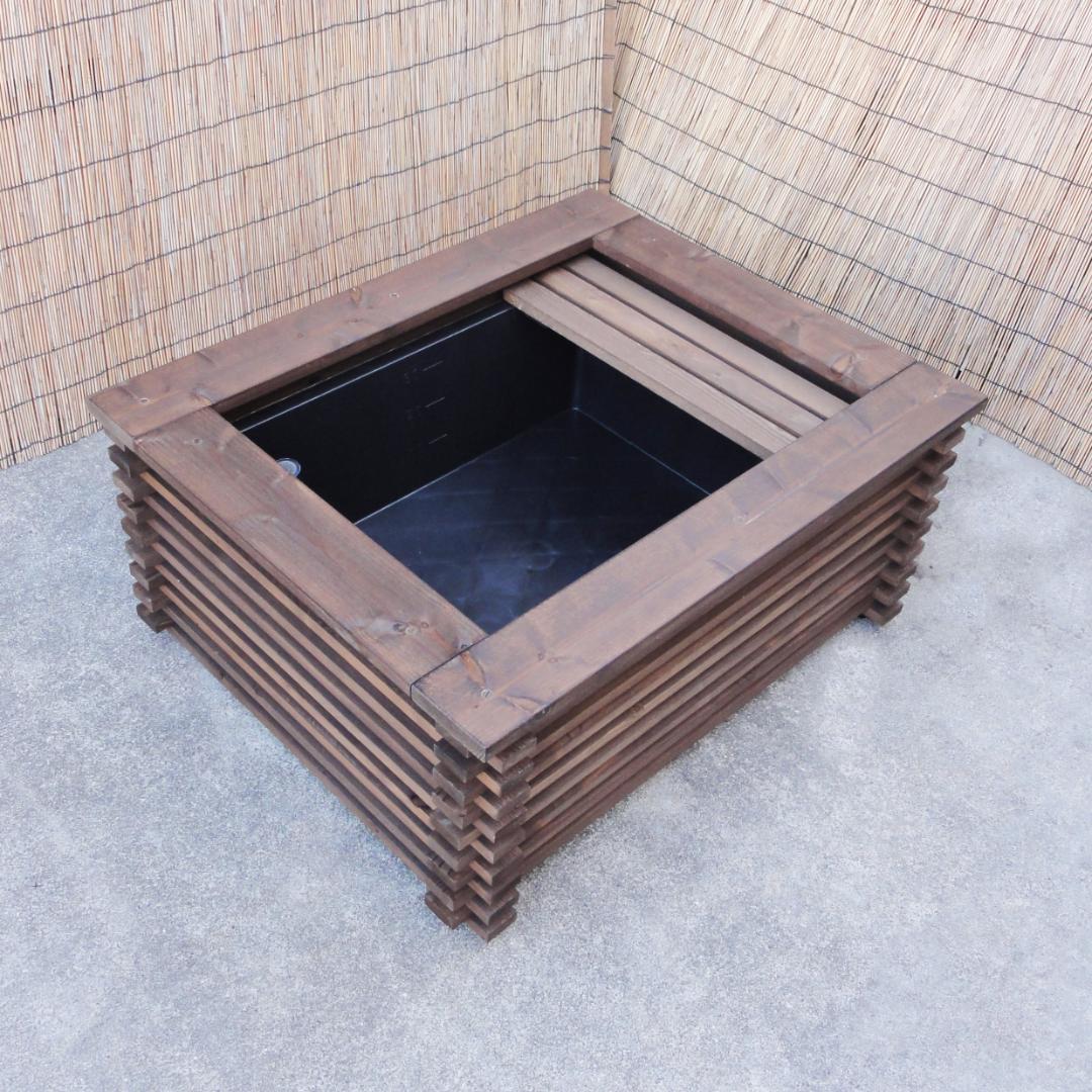 高さの有るビオトープ 40L　トロ舟＆木枠セット（棚付き）　メダカ・金魚用