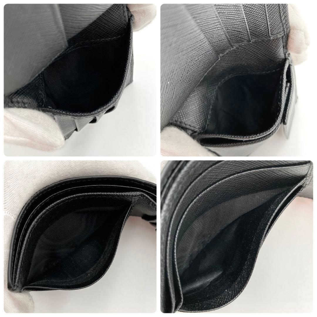 近年！極美品✨ PRADA 二つ折り財布 サフィアーノレザー 黒 メタルロゴ