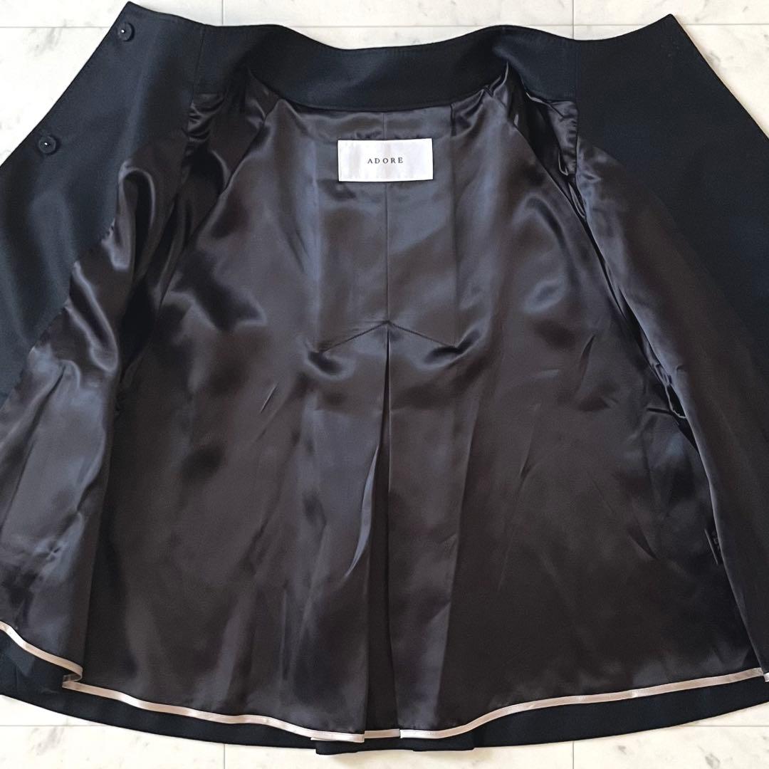 定価6,4万♪極美品 アドーア スーパー140ノーカラージャケット 38 黒