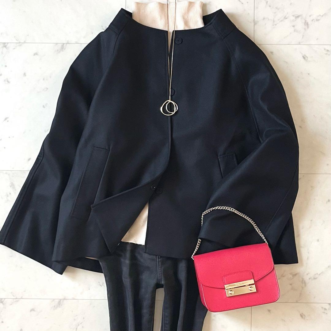 定価6,4万♪極美品 アドーア スーパー140ノーカラージャケット 38 黒