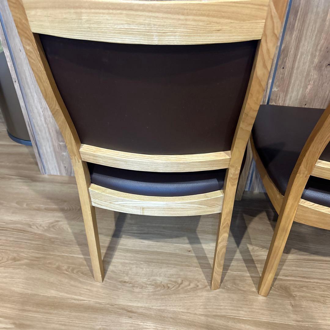 ブラウン 木製フレーム ダイニングチェア 2脚セット