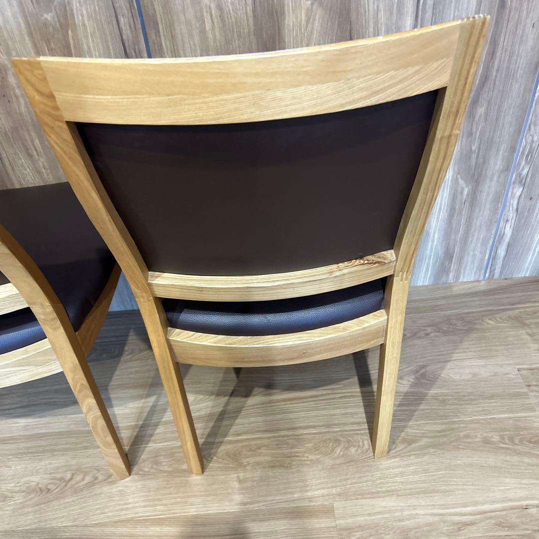 ブラウン 木製フレーム ダイニングチェア 2脚セット