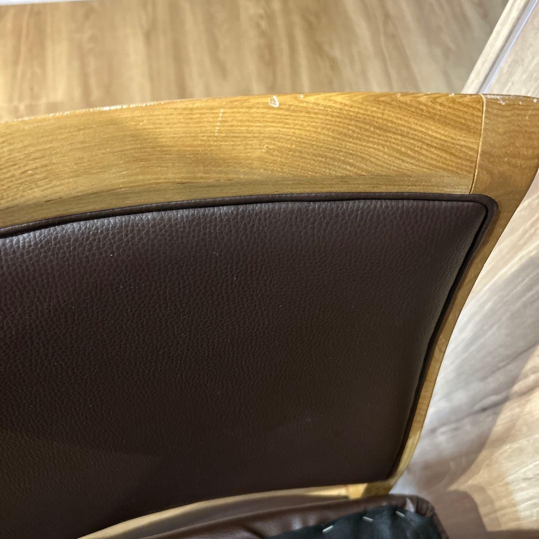 ブラウン 木製フレーム ダイニングチェア 2脚セット