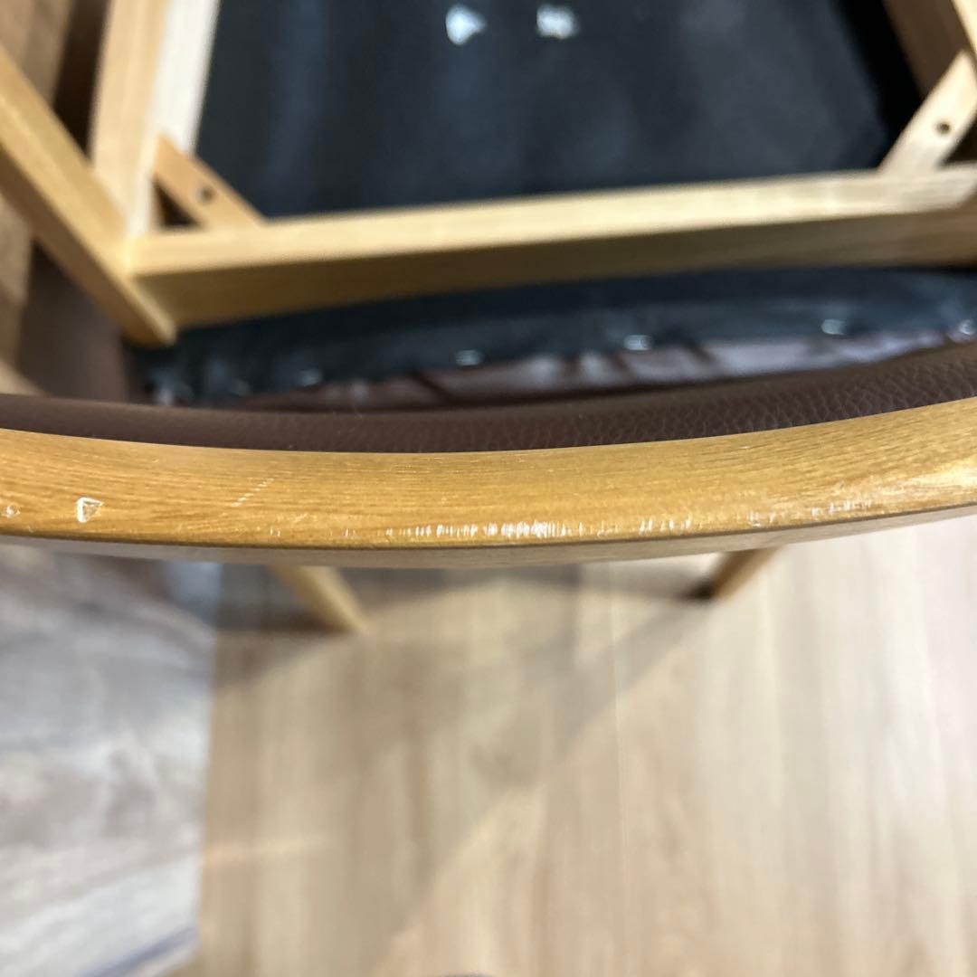 ブラウン 木製フレーム ダイニングチェア 2脚セット