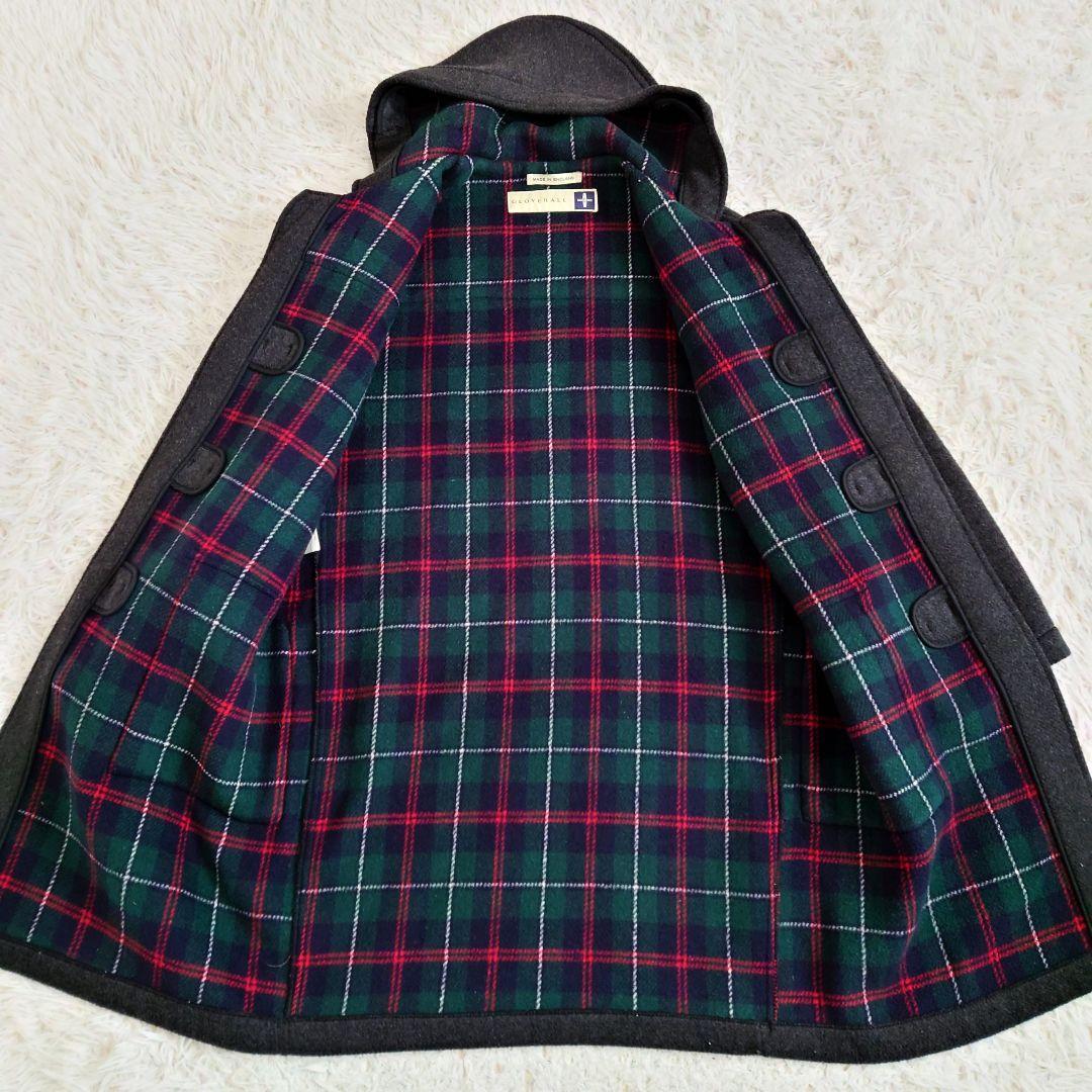 グローバーオール　ダッフルコート　グレー　裏地チェック　40　L相当　英国