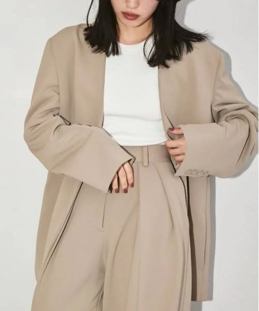 ジャケット・アウター Collerless Twill Jacket