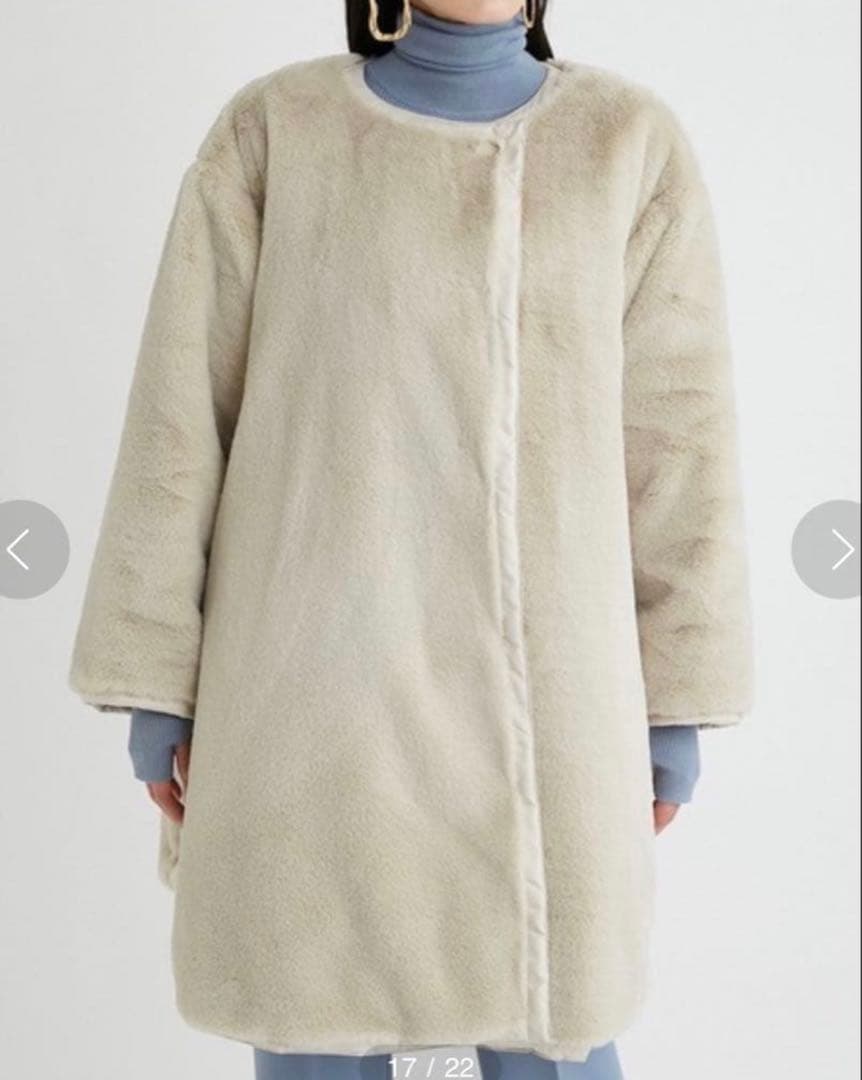 華金カップルりこちゃん着用 ミラオーウェン リバーシブルキルティングファーコート