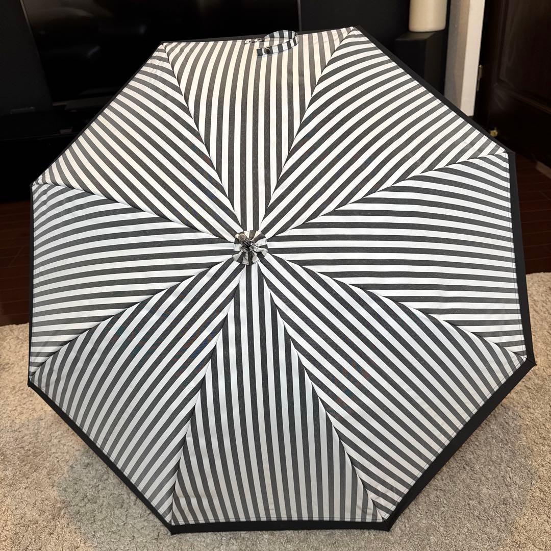 サンバリア100 日傘 ストライプ Mサイズ 長傘 白黒 モノトーン