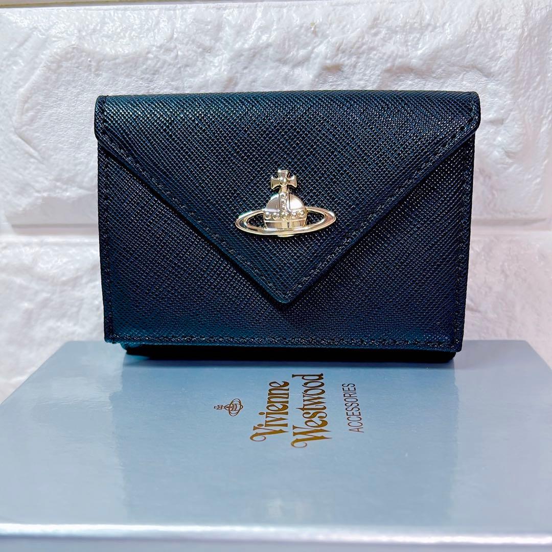 【新作‎ショッパー付】Vivienne Westwood 3つ折り財布 ブラック
