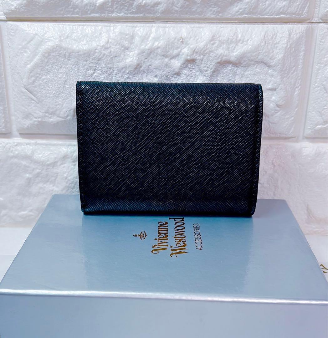 【新作‎ショッパー付】Vivienne Westwood 3つ折り財布 ブラック