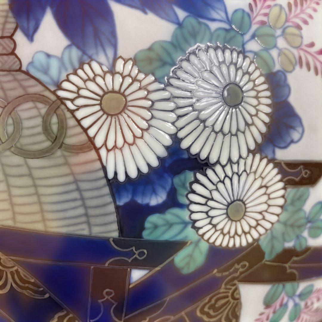 宮内庁御用達香蘭社花瓶「染錦花車」　高級花瓶