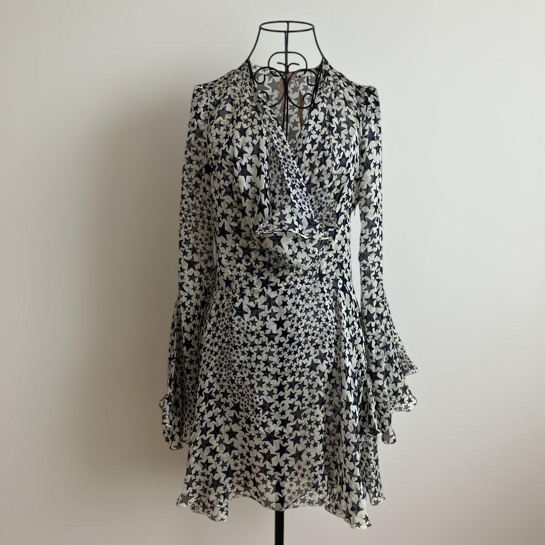 【美品】N°21 シフォンワンピース 絹100% スター 星柄 フレア