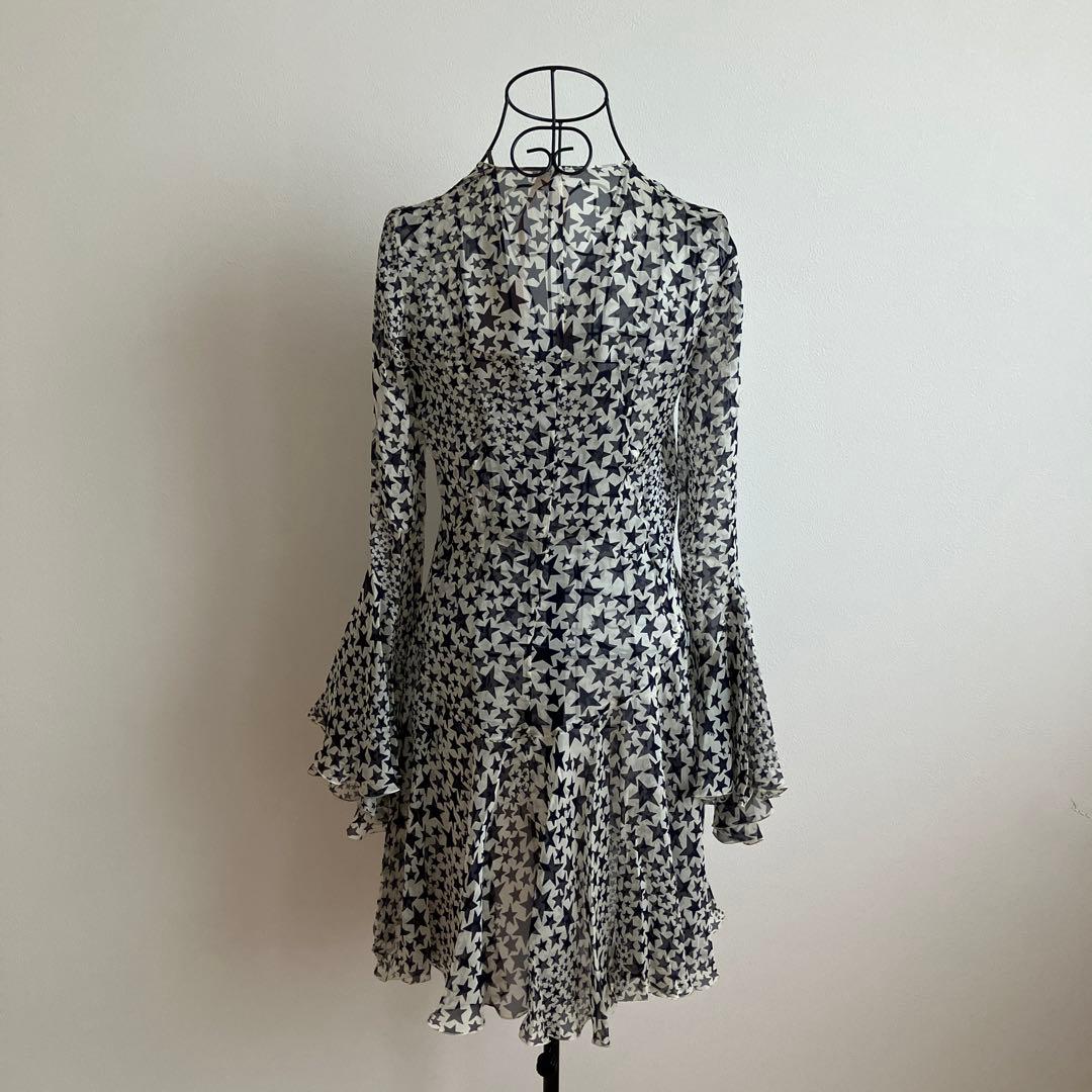 【美品】N°21 シフォンワンピース 絹100% スター 星柄 フレア