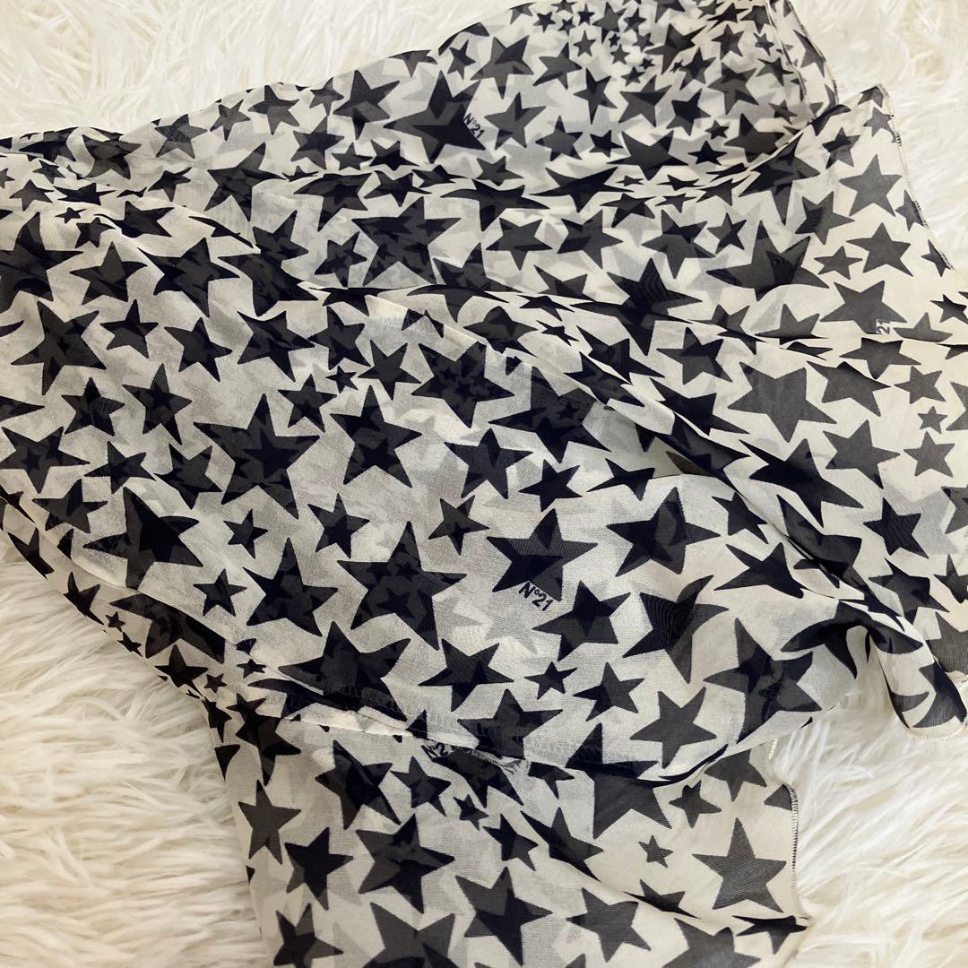 【美品】N°21 シフォンワンピース 絹100% スター 星柄 フレア