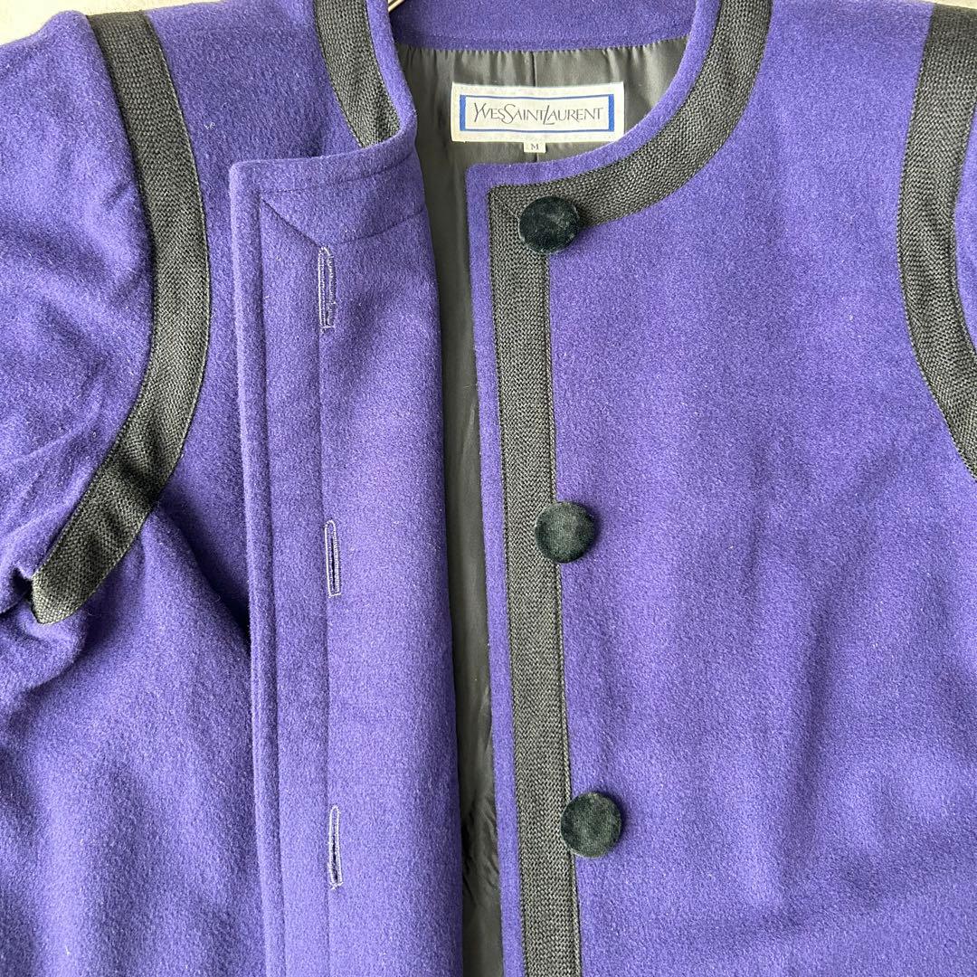 YVES SAINT LAURENT ベロア切替 ロングコート vintage